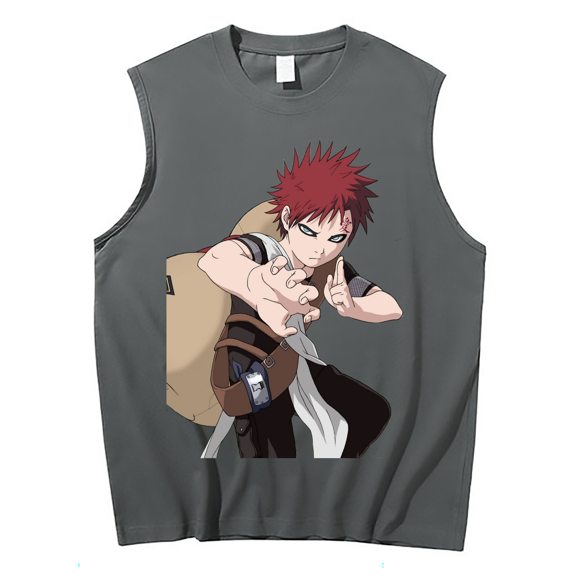 （画像用） NARUTO -ナルト- ガアラ Gaara コットン100％タンクトップ（フロントプリント）
